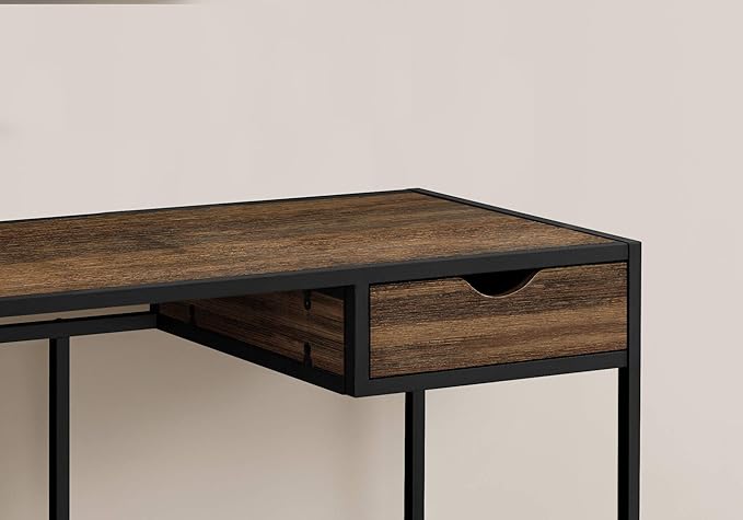 Computer Desk Home Office Laptop Storage Drawer 42 l Work Brown Laminate Black Metal Contemporary Modern