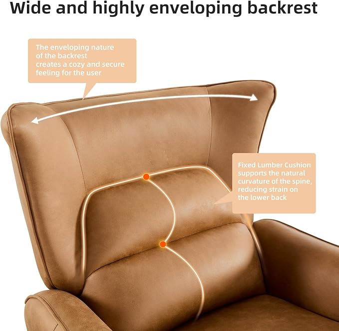 INZOY Power Swivel Rocker Recliner Glider Oversize Electric Swivel Rocker Recliners with Highly Enveloping Backrest Nursery Rocking Recliner Chair Fabric Reclining Sofa for Living Room Brown