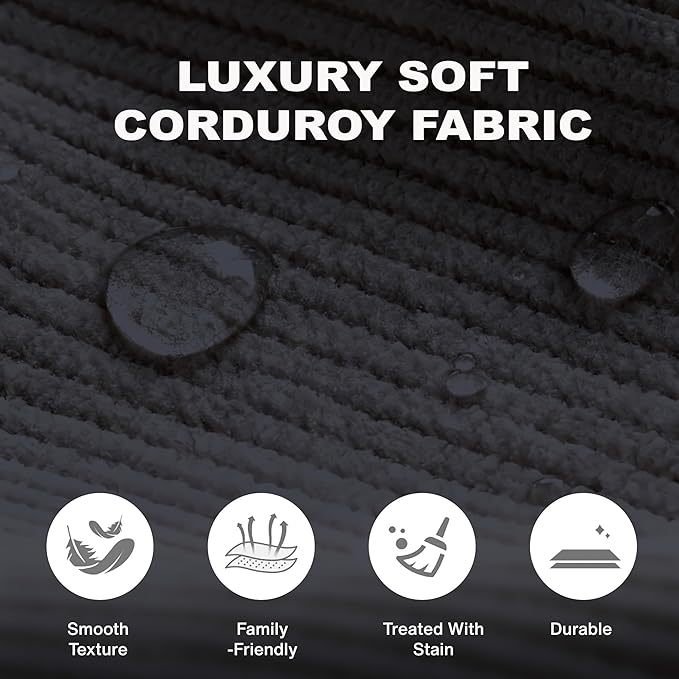 79'' Folding Sofa Bed 5-in-1 Convertible Sofa Bed BonelessComfy Foldable Foam Couch with Pillow Modular Floor Couch for Living RoomBedroomLounge - Corduroy Black