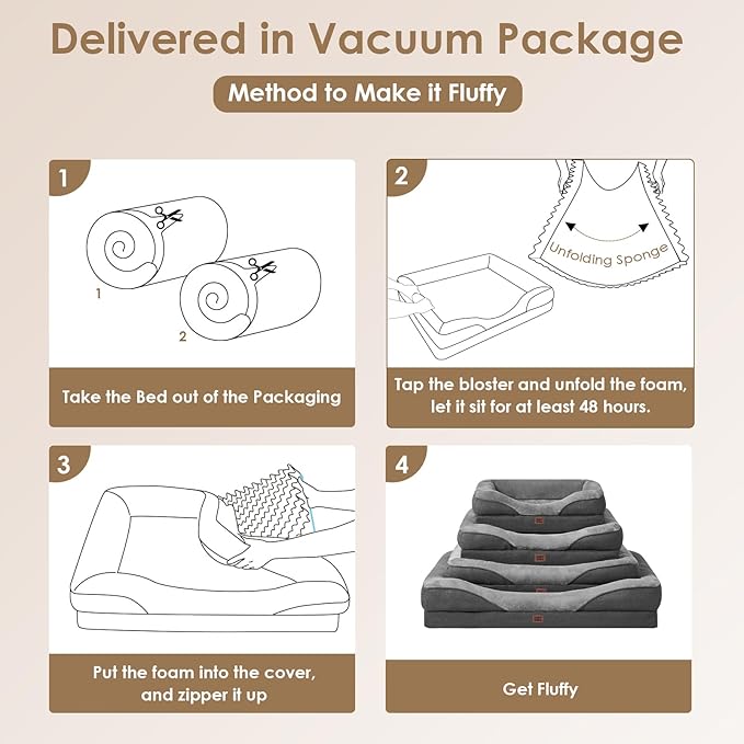 EHEYCIGA Orthopedic Dog Bed for Medium Dog 35x22x6.5 Inch Memory Foam Dog Couch Bed with Sides Waterproof Liner &amp Washable Removable Cover Bolster Pet Sofa Grey