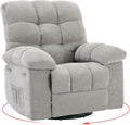 Rocking Recliner Chair 360° Swivel Glider Rocker Chair for Living Room &amp Nursery Upholstered Fabric Single Sofa with Side Pockets Heavy-Duty Steel Frame Lazy Recliner for Small Spaces Gray