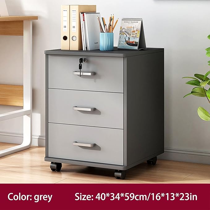 Mobile Storage Cabinet Filing Cabinet with Lock Drawer Filing Cabinet with LockSuitable for Storing Various Office Supplies and Craft SuppliesGrey