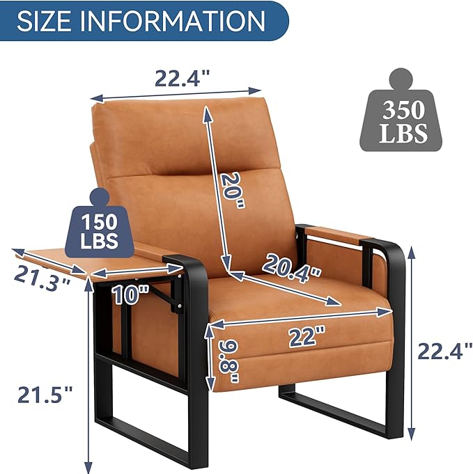 Aklaus Multifunctional Iron Frame Accent Chair with Foldable Side Table Reading Papasan Armchair with Extra Soft Cushion Oversized Chair for Living Room Office Bedroom Study (Orange Pack of 1)