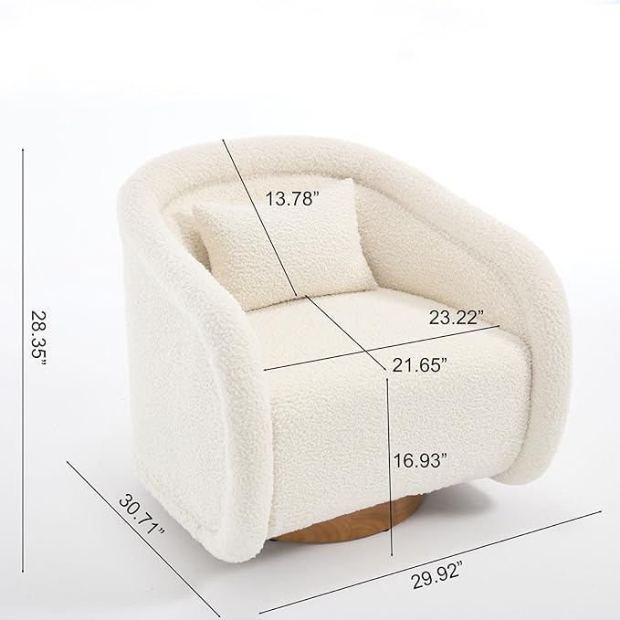 29.92 Modern Curved Sofa Chair360 Degree Swivel Barrel Chair Comfy Teddy Upholstery Pumpkin-Shaped Swivel Accent Chairs Single Sofa Armchair for Living Room BedroomOfficeReading RoomSmall Space