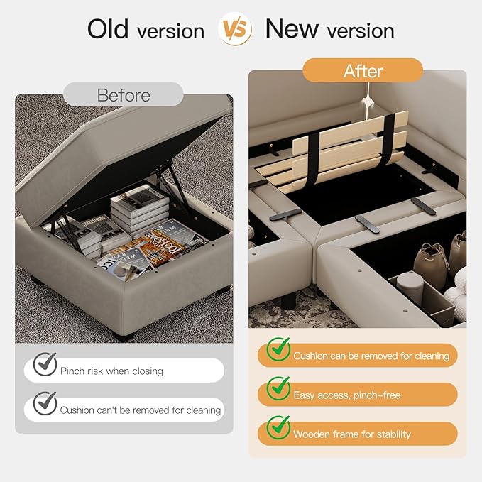 Belffin Modular Sectional Sofa U Shaped Sectional Couch with Reversible Chaises Velvet Modular Sofa with Storage Seat Grey