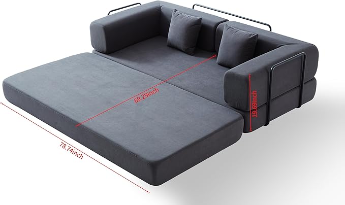 KEIKI Convertible Corduroy Sleeper Sofa Bed with Multi Position Backrest Floor Folding Mattress Sofa for Small Space Living Area Studio