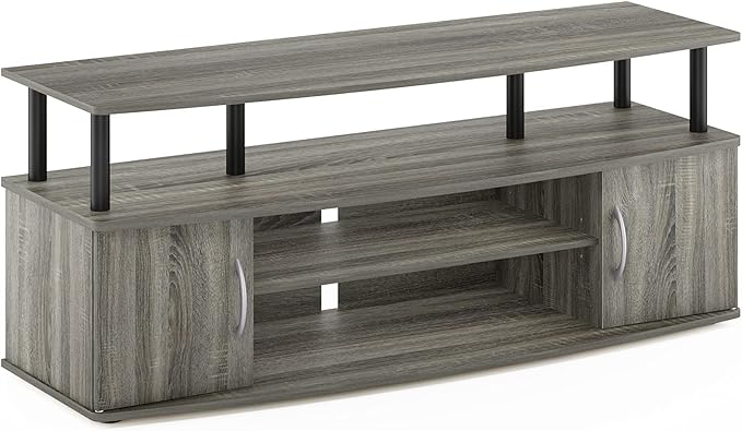 Furinno JAYA Large Entertainment Stand for TV Up to 55 Inch French Oak Grey/Black