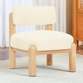 Furniliving Mid Century Accent Chair Armless Upholstered Living Room Chair with Solid Wood Comfy Modern Lounge Chairs for Bedroom Home Office Dining Room Reading Room Beige White