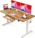 FEZIBO Standing Desk with Keyboard Tray 55 x 24 Inch Adjustable Height Sit Stand Desk with Memory Presets for Home Office Ergonomic Computer Workstation Light Rustic
