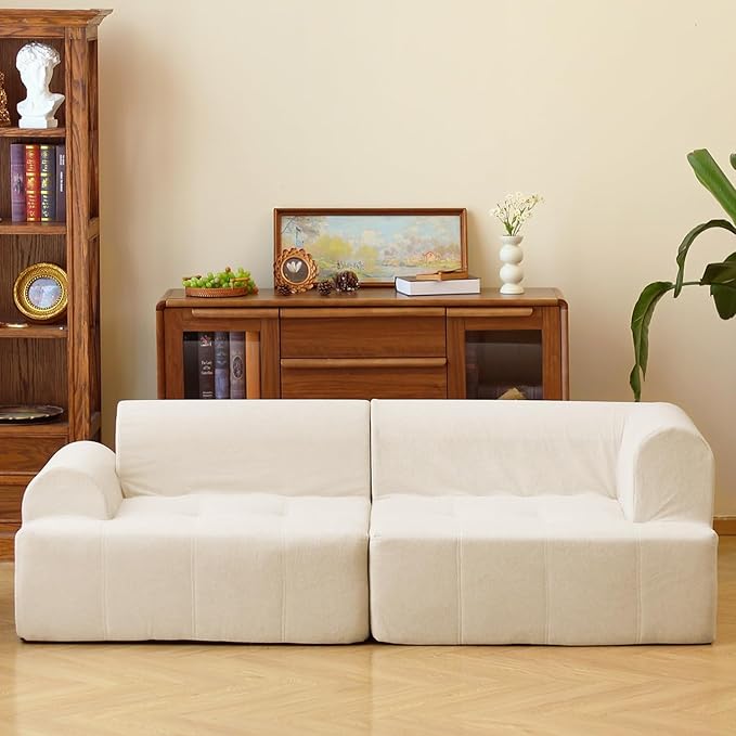 N&ampV Foam Sofa Made with All Foam Great for Livingroon and Bedroom (Beige)
