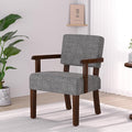 Mid Century Modern Accent ChairArmchairs with Solid Wood Frame and LegsUpholstered Reading Leisure Chair for Living RoomBedroomOfficeWaiting Room (Gray)