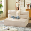 Folding Sofa Bed Convertible Sleeper Chair with Pilow Foldable Matress 2 in 1 Pull Out Loveseat Sofa Portable Fold Out Chair Bed Floor Couch Lounge for Living Room Bedroom (Beige Twin)