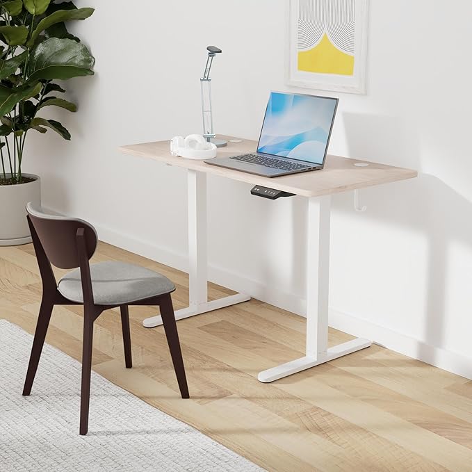 FEZIBO Electric Standing Desk 48 x 24 Inches Height Adjustable Stand up Desk Sit Stand Home Office Desk Computer Desk Maple