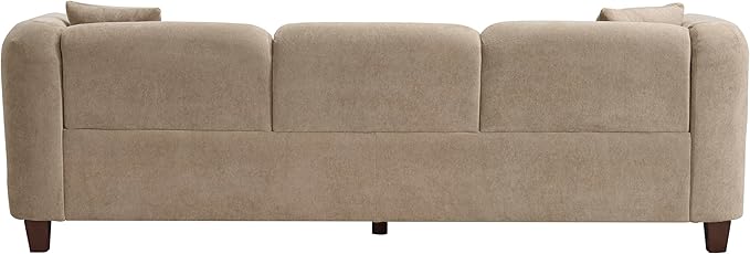 Christopher Knight Home Ahrai 3-Seater Sofa Couch with 2 Pillows 87 Wide Oversized Sofa for Living Room Modern Wood Frame Lounge Couch Comfy Spacious Fabric Upholstered Home Seating Camel