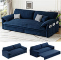 66 Queen Pull Out Couch BedVelvet 3-in-1 Queen-Size Sleeper SofaConvertible Pull-Out Sofa Bed with Side PocketsSleeper Loveseat for Living RoomApartment Offices (Blue)