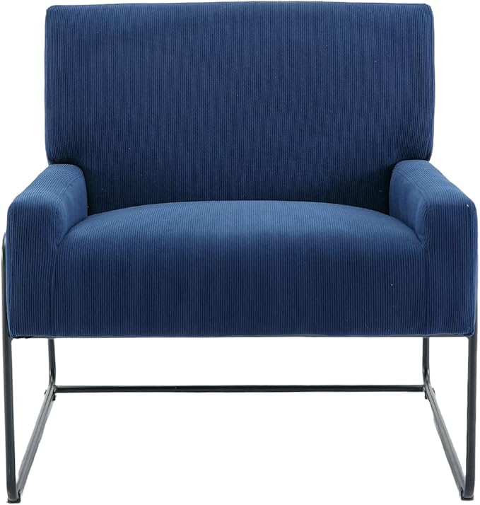 Generic Accent Chair Modern Industrial Slant Armchair with Metal Frame Premium High Density Soft Single Chair for Living Room Bedroom Navy