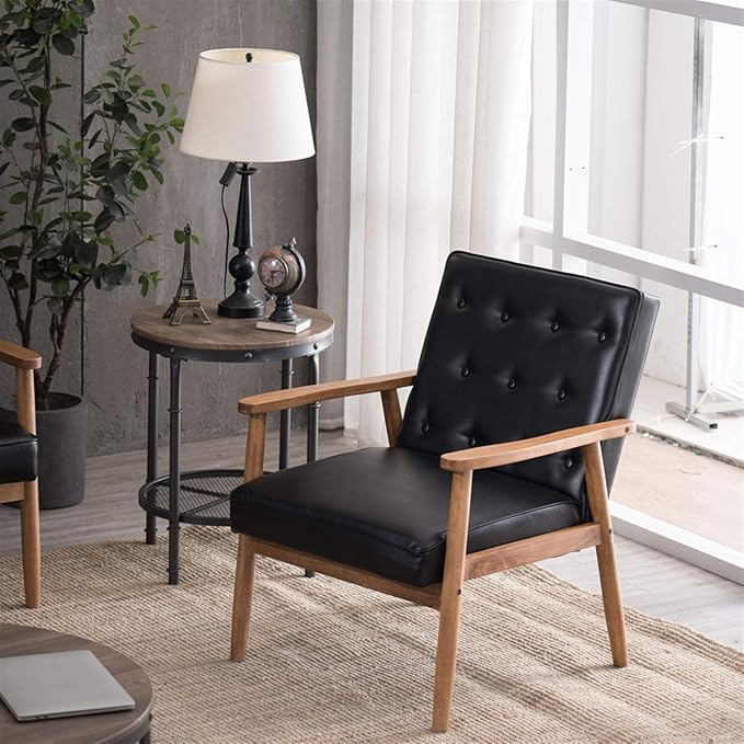 Black Office Chairs Sofa ChairComfy Club Chair Living Room ChairsWorkshop Chair Reading Chair for BedroomSide Chair for Living RoomBedroomOffice Modern Decorative Side Chair 75 x 69 x 84CM