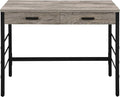Light Weathered Oak &amp Black Writing Desk with 2 Drawers - Home Office Computer Desk