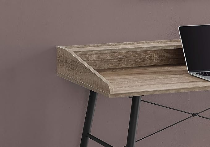 Penau Computer Desk for Home Office Modern Laptop Desk with Storage Shelves 47.25 l Dark Taupe Finish Black Metal Base