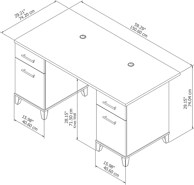 Bush Home 60-inch Home Office Desk with Drawers Large Computer Table with Storage Transitional Style Somerset Collection Maple Cross