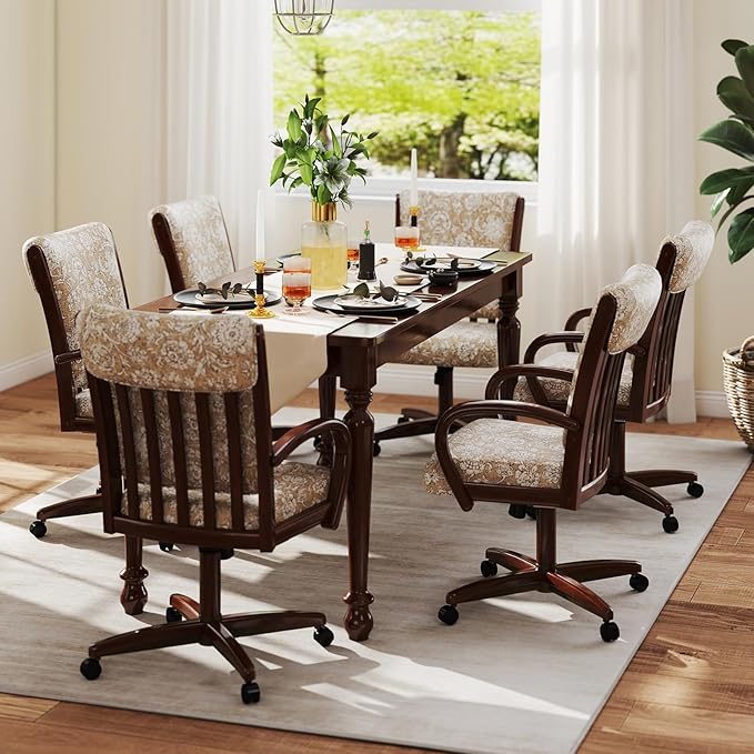 Chromcraft Set of 1 Chairs Chairs with Soft Wheels for Kitchen Room