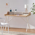 VERYKE DeskComputer Desk with HutchComputer Table with Cross DesignHome Office DeskModern Office Desks for HomeStudy Table for BedroomWhite+Oak
