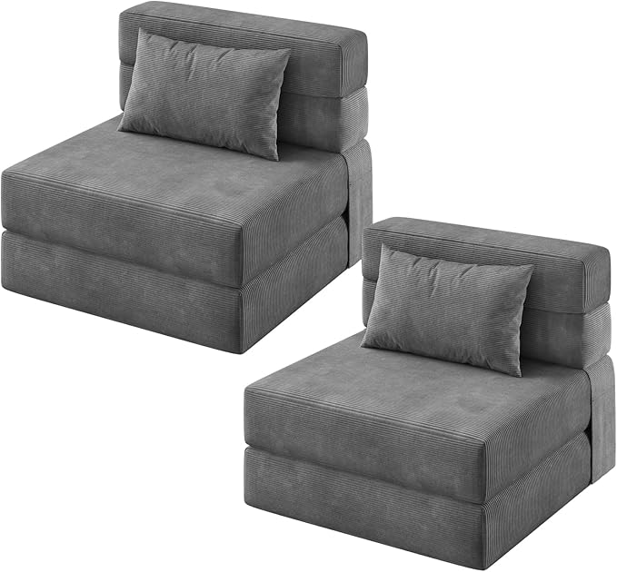 Garvee 2 Pcs Folding Sofa Bed Chair Convertible Couches with Foldable Design Comfortable Cloud Couch for Living Room Multi-Functional Sectional As Comfy Couch &amp Bed