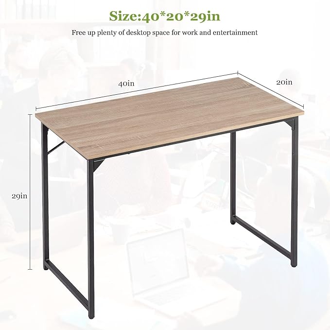 Computer Desk 39 Inch Office Desk with Metal Frame Home Office Desk Modern Simple Style for Small Space Home Office Living Room Bedroom Nature