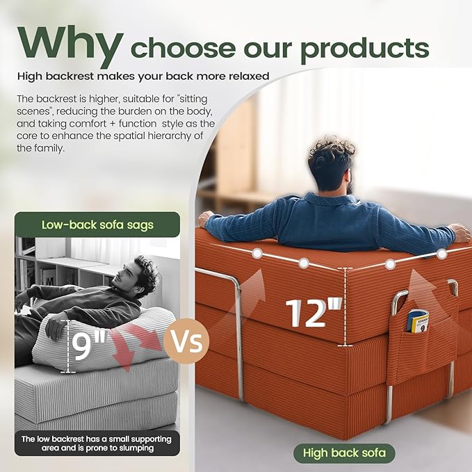 Multi-functional sofa bed crafted with compression technology and featuring corduroy fabric ideal for households with children and for apartment living rooms couch sleeper sofa futon folding floor |