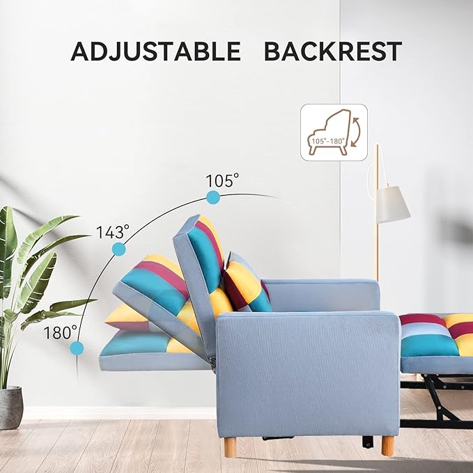 Convertible Sleeper Sofa Chair Bed3-in-1 Sleeper Chair Bed with PillowPull Out Single Armchair Sofa Bed with Adjustable Backrest Multi-Functiona Lounge Chair for Living Room（Mix