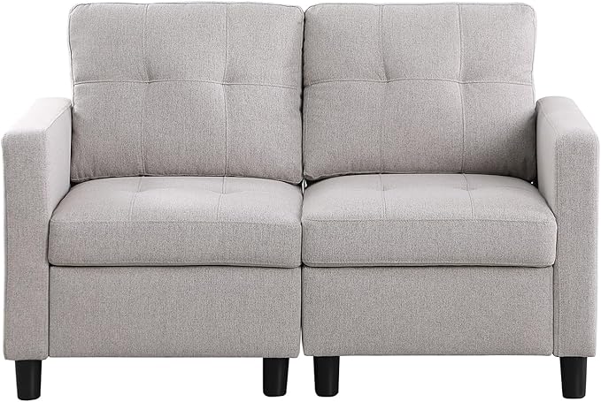 BEEY Loveseat Sofa 52 Small Loveseat Couch for Small Spaces 2 Seater Modular Sectional Couches for Living Room Bedroom Apartment in Dark Grey