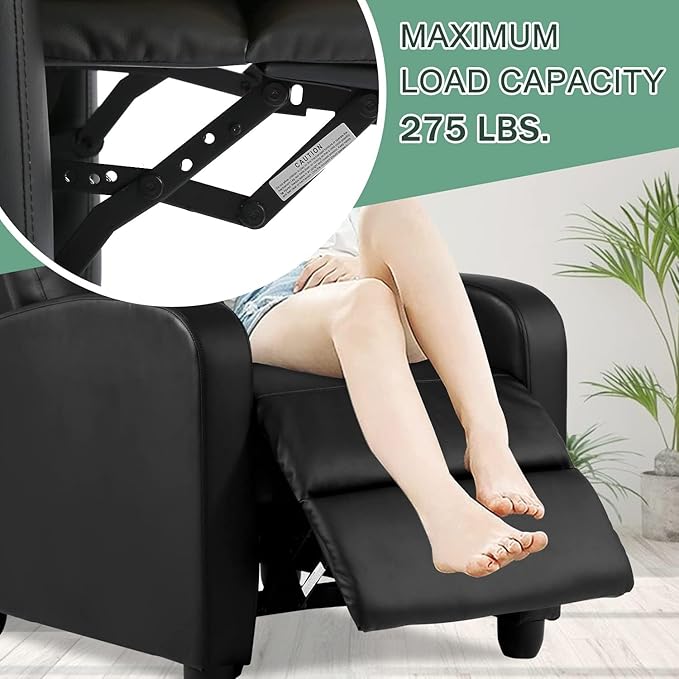 Living Room Reclining Chairs mesedoras para adultos Home Theater Massage Recliner Sofa with PU Leather Padded Seat Backrest Massaging Recliner Ergonomic Lounge for Home Living Room (Black)