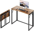 JOYMOOP Folding Desk Rustic Brown - 31.5 No Assembly Small Foldable Desk for Home Office Wooden Top Folding Computer Desk for Working Writing Studying