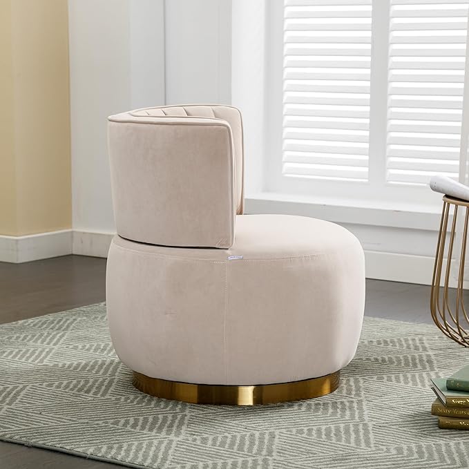 360° Swivel Cuddle Barrel Accent Chairs Wide Upholstered Round Armchairs in Fluffy Velvet for Living Room Bedroom Office Waiting Rooms