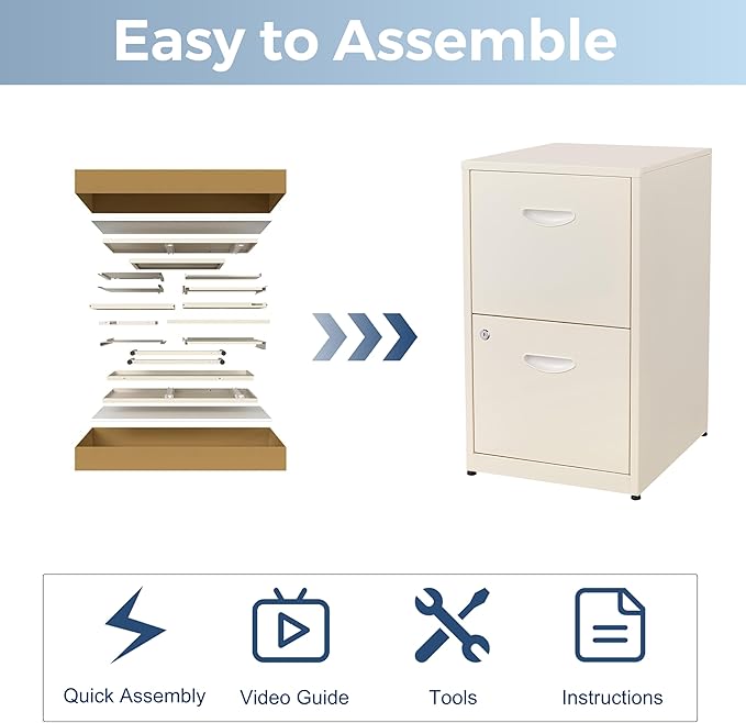 2 Drawer File Cabinet with Lock Metal File Cabinets for Home Office Under Desk Storage Printer Stand Office File Cabinets for Letters and File Boxes Assembly Required Cream