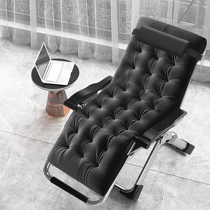 MOPHOTO Comfy Folding Chair for Living Room Foldable Recliner Chair Lounge Chairs with Mattress for Indoor Outdoor Leisure Chair Adjustable Reclining Chairs for Adults