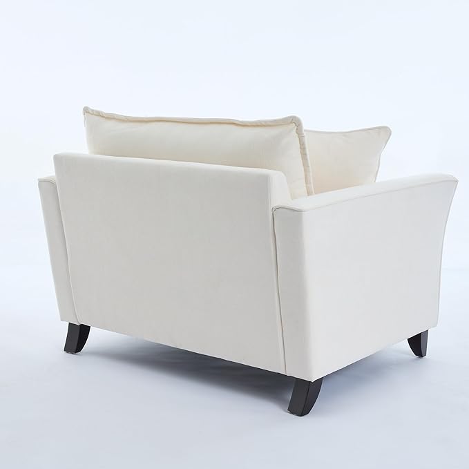 Chenille Fabric Oversized Armchair Modern Accent Chair Single Sofa with 2 Pillows and Washable Covers for Living Room Bedroom Office Apartment (Cream-46.9'')