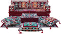 arabicsofa Maroon Arabic Majlis Sofa with Cushions – Modular Loveseat Floor Sofa for Living Room