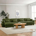 SoarFlash Sectional Couches for Living Room L Shaped Sofa Couch with Velvet Fabric 4 Seat Modern Sofa with Ottoman Removable Pillows for Apartment Green