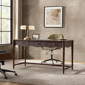 HULALA HOME 60 Fluted Executive Desk with Charging Station 3 Drawers Home Office Desk with Solid Wood Spindle Legs Wood Writing Desk with Storage Natural Wood Grain Texture Auburn