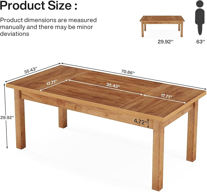 Tribesigns 70 Inch Large Computer Desk Farmhouse Office Desk Writing Study Desk with Solid Wood Leg's Executive Desk with Thickened Frame and Board