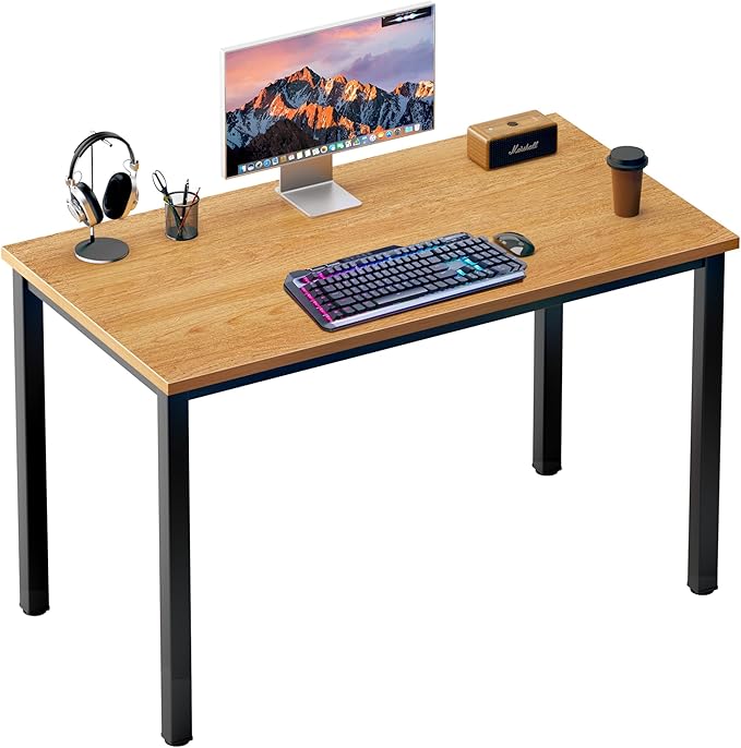 DlandHome Home Office Desk 39.4Inch Teak + Black