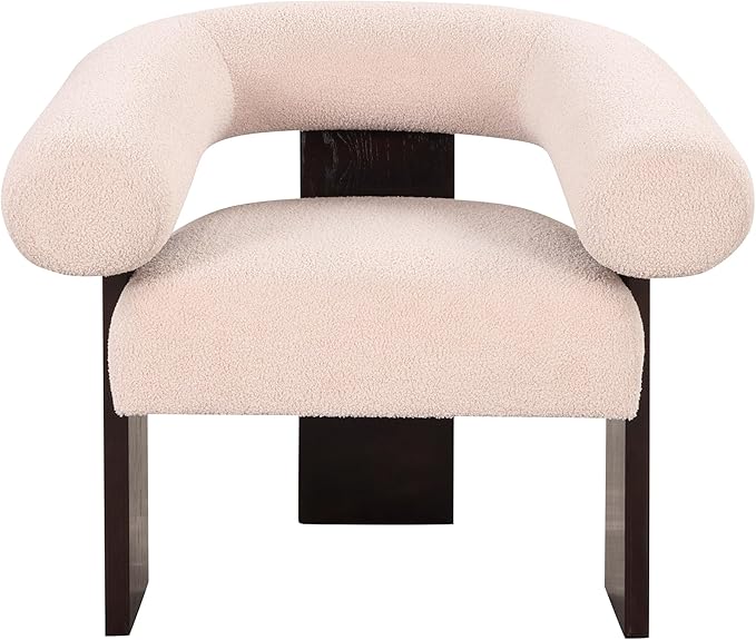Generic The Curved Wishbone Frame Accent Chair Velvet for Living Room Beige