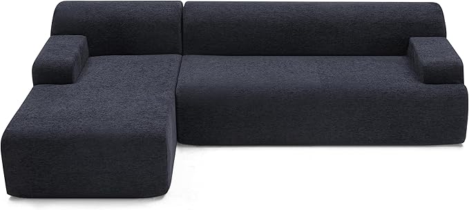 107 Modular Sectional Cloud Couch Boneless couches Sponge sectionals for Living Room High Density Sponges Sofa Modular L-Shape with Chaise Black
