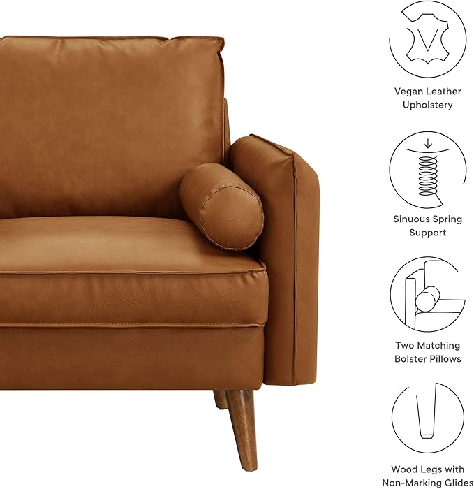 Modway Revive Faux Leather Accent Armchair in Tan