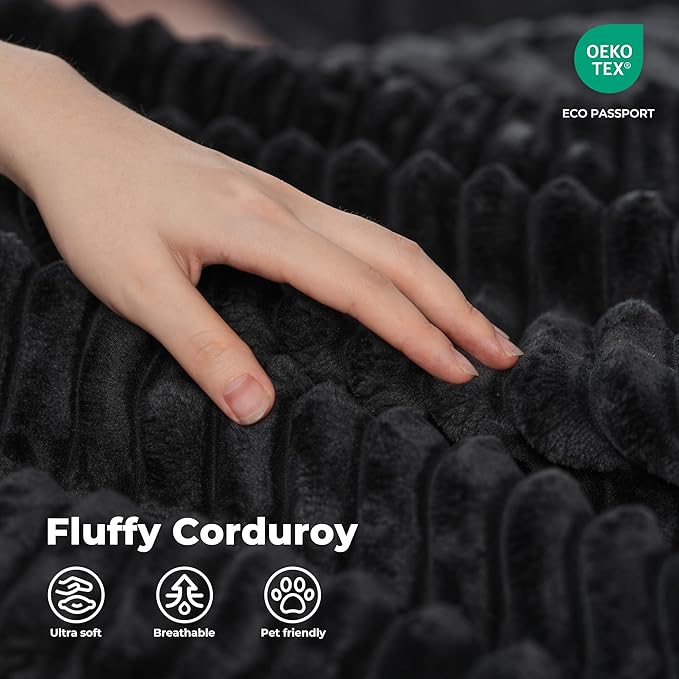 HOOOWOOO Modular Sectional Sofa Couch Matching Middle Seat(Black Velvet Corduroy)