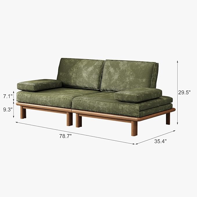 Lartis 78.7 Sofa Bed Sleeper Pull Out Couch Modern Couch Convertible Modern Futon for Living Room/Apartment/Bedroom Modular Design SofaFull Solid Wood Frame