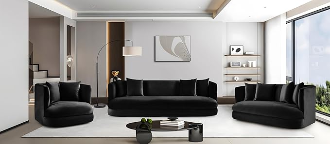 Meridian Furniture 699Black-C Alder Collection Modern | Contemporary Chair with Ultra Luxe Black Velvet 460 GSM Velvet Solid Wood Frame 38 W x 36 D x 30 H Black