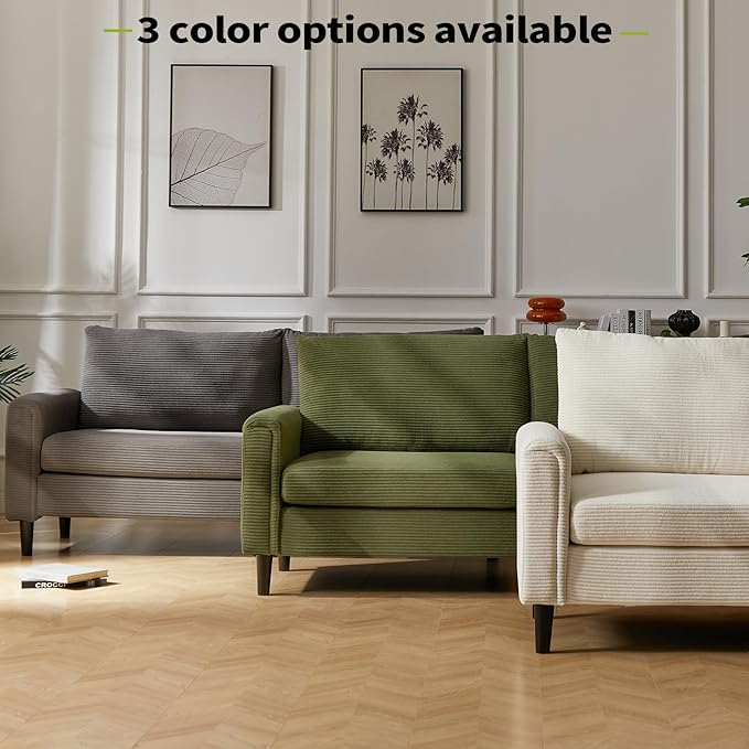 Brelice 80 Loveseat Sofa Corduroy Couch for Living Room 24.4 Extra Deep Seats Mid Century Modern Oversized Love Seat for Bedroom Office Apartment and Small Space