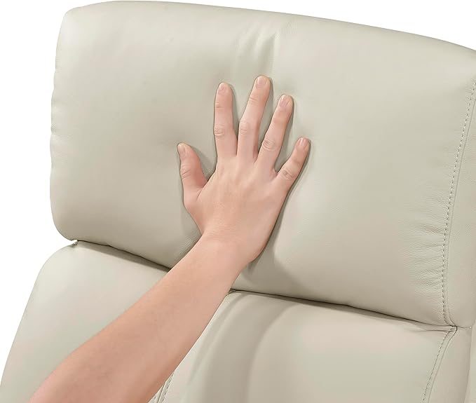 Lexicon Swivel Glider Reclining Chair Top Grain Leather Match Manual Pull Handle Recliner Comfy Nursery Glider Recliner Swivel Reclining Chair for Living Room/Office/Bedroom/Apartment Beige